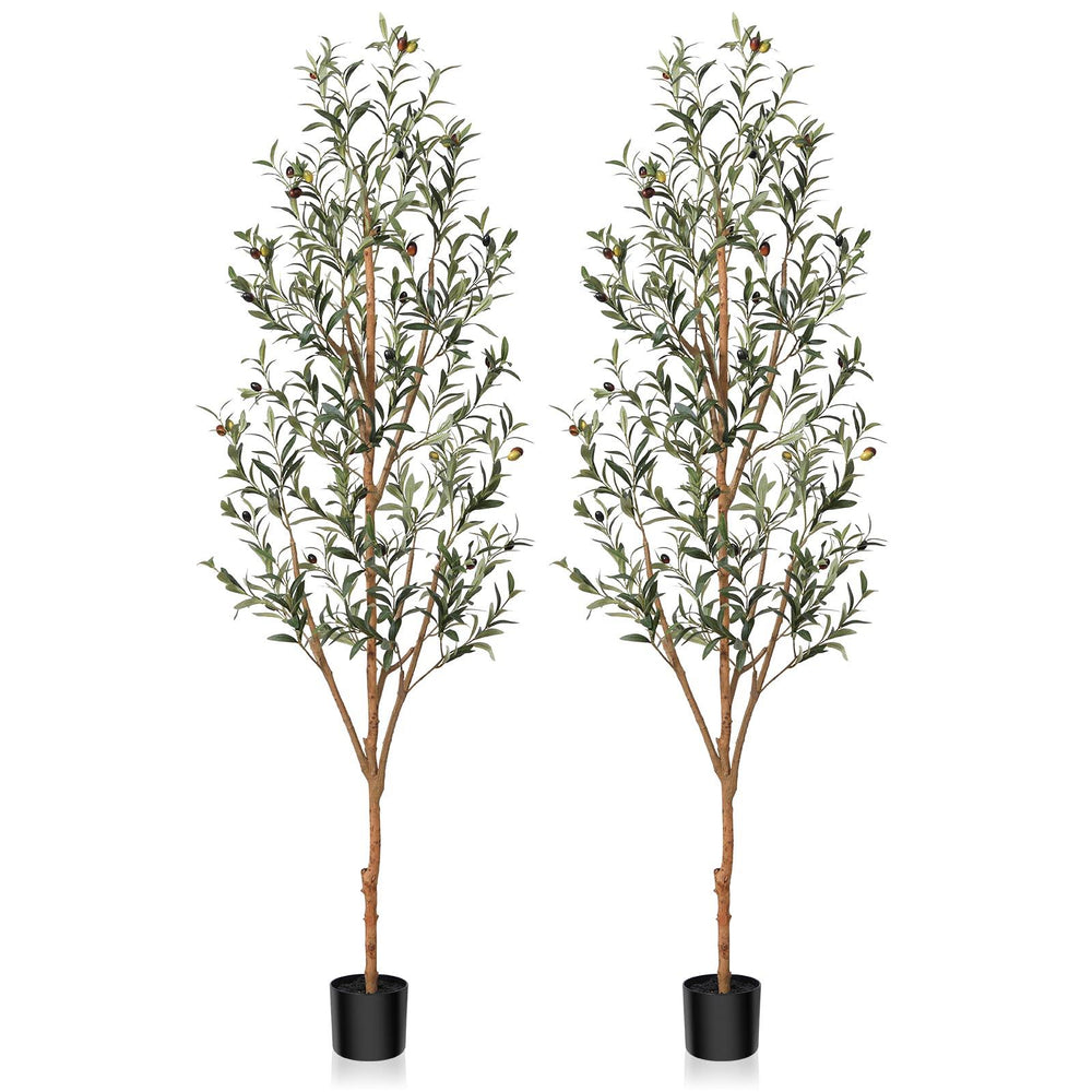 Kazeila Artificial Olive Tree 6ft Tall Faux Silk Plant for Home Office Decor Indoor Fake Potted Tree with Natural Wood Trunk and Lifelike