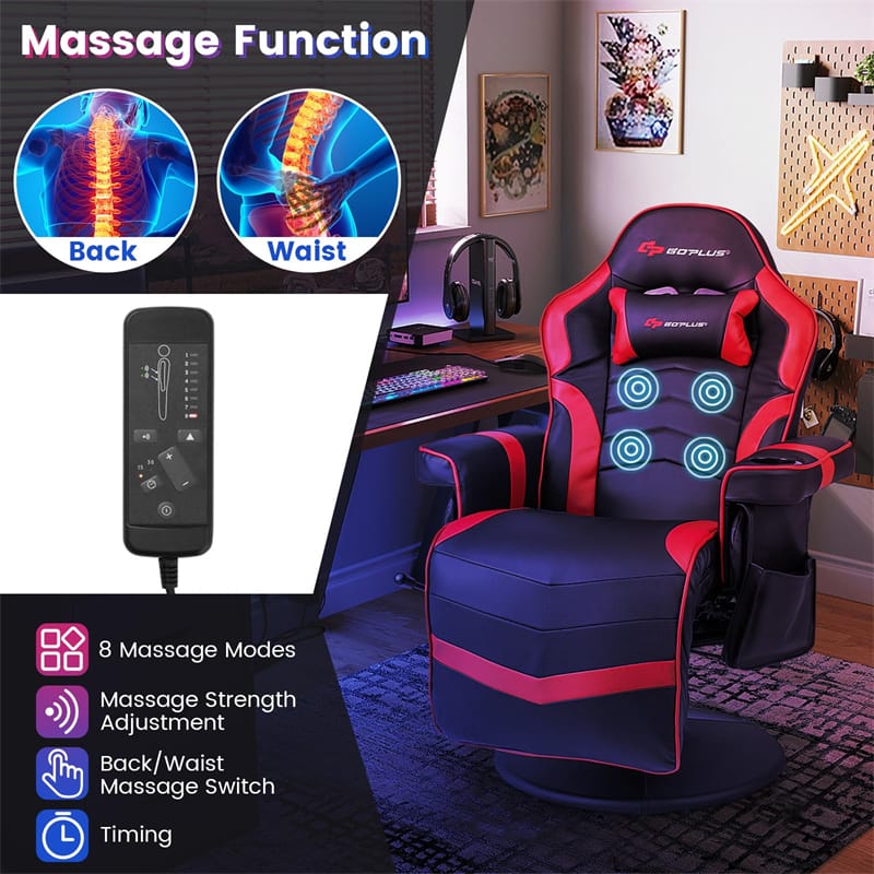 Ergonomic Gaming Recliner Chair with Massage, Retractable Footrest & Cup Holder - Product image 34