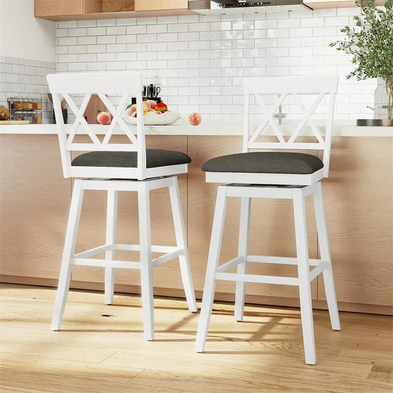 Swivel Bar Stools Set of 2, 29" Bar Height Chairs with Back, Padded Seat & Rubber Wood Frame - Product image 12