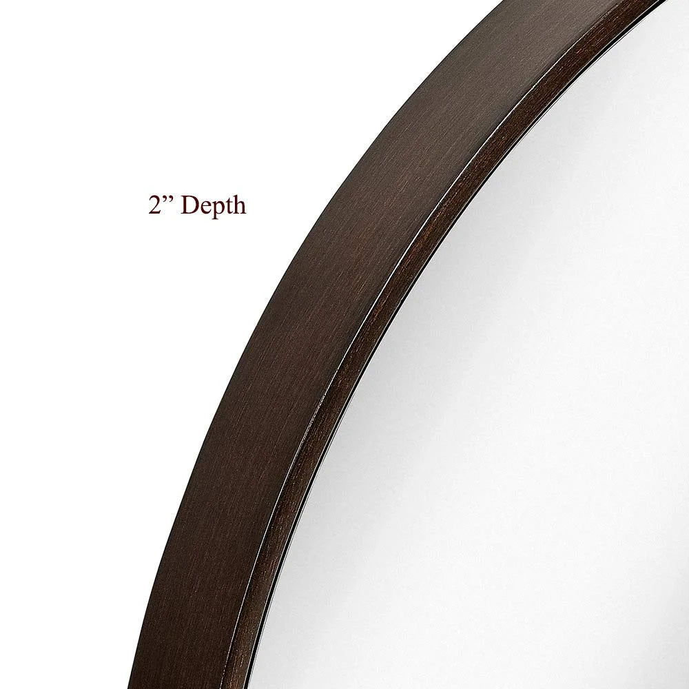 Hamilton Hills Clean Large Modern Wenge 32" Wood Round Frame Wall Mirror - 1 - Product image 4