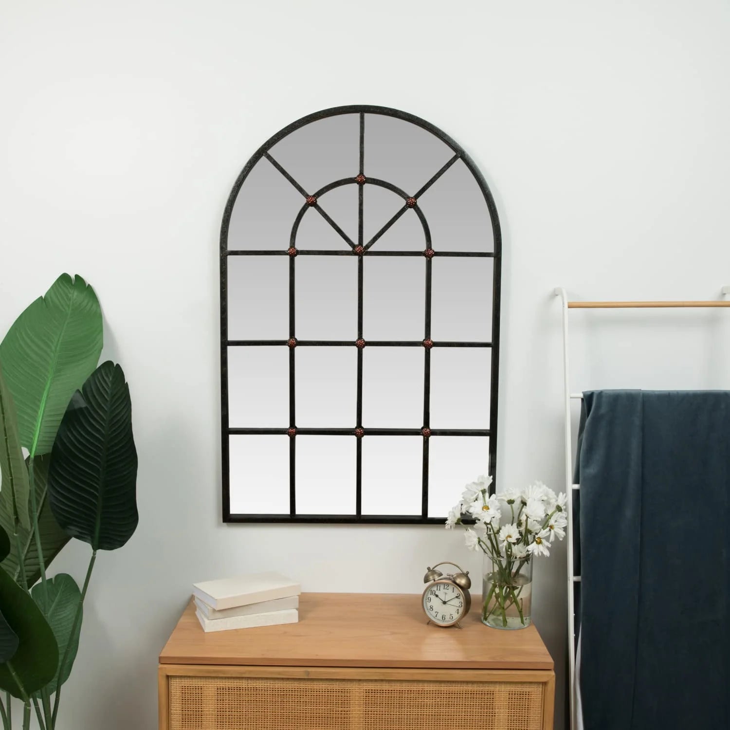 Hamilton Hills Metal Arched Window Mirror Large Wall Mirrors Decorative Piece and Arch Decor 28" x 42" - Product image 2