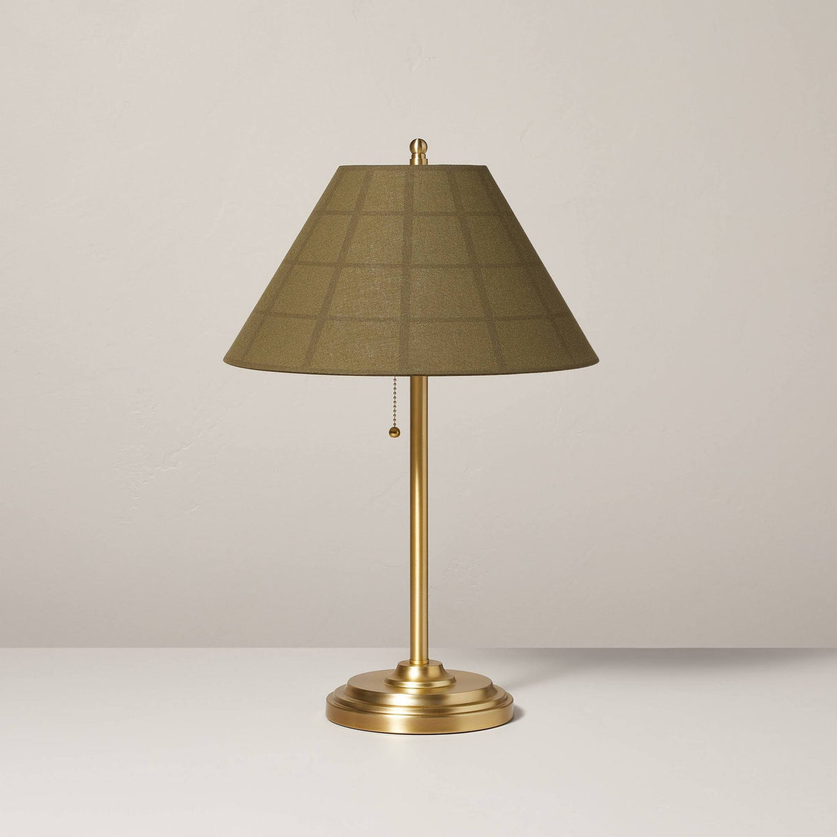 23" Plaid Shade Metal Table Lamp Brass/Green - Hearth & Hand with Magnolia - Product image 1