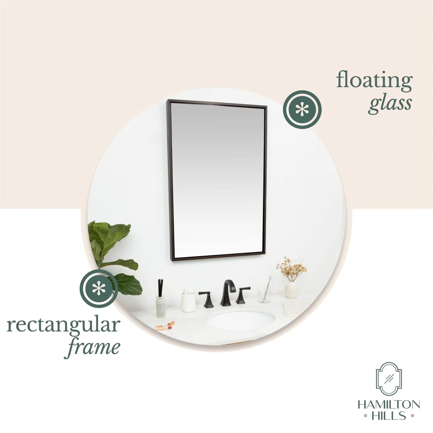 Hamilton Hills Clean Large Modern Wenge 32" Wood Round Frame Wall Mirror - 1 - Product image 13