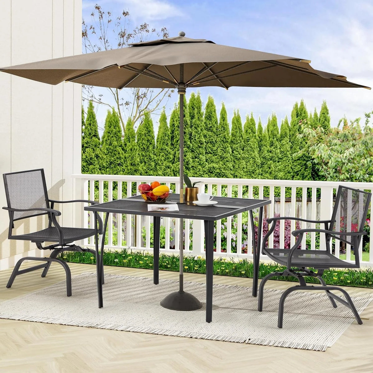 AECOJOY 3 Pieces Patio Dining Set, , Outdoor Furniture with 2 Rocking Patio Chairs and 1 Square Patio Metal - Product image 8