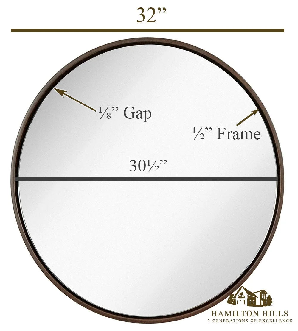 Hamilton Hills Clean Large Modern Wenge 32" Wood Round Frame Wall Mirror - 1 - Product image 2