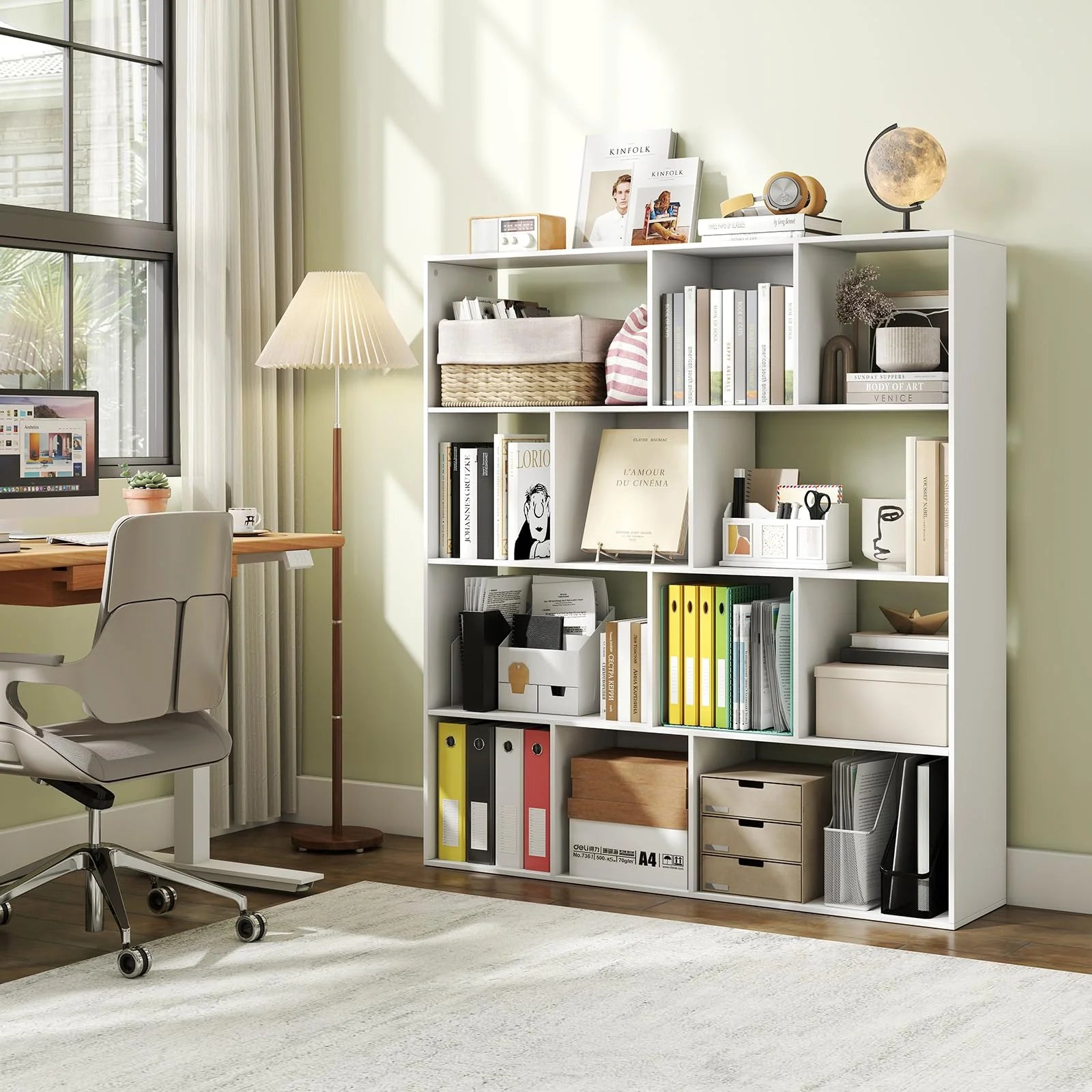 Tangkula 12 Cube 4-Tier Freestanding Storage Organizer Bookcase with Open Cubes