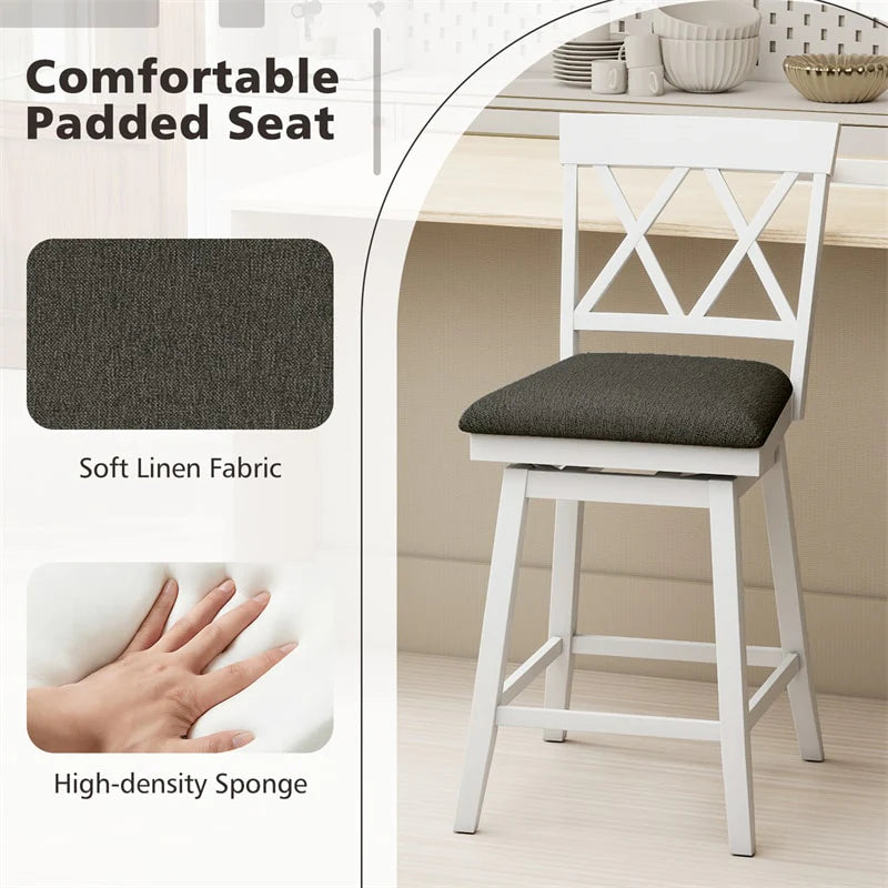 Swivel Bar Stools Set of 2, 24" Counter Height Chairs with Back, Padded Seat & Rubber Wood Frame - Product image 17