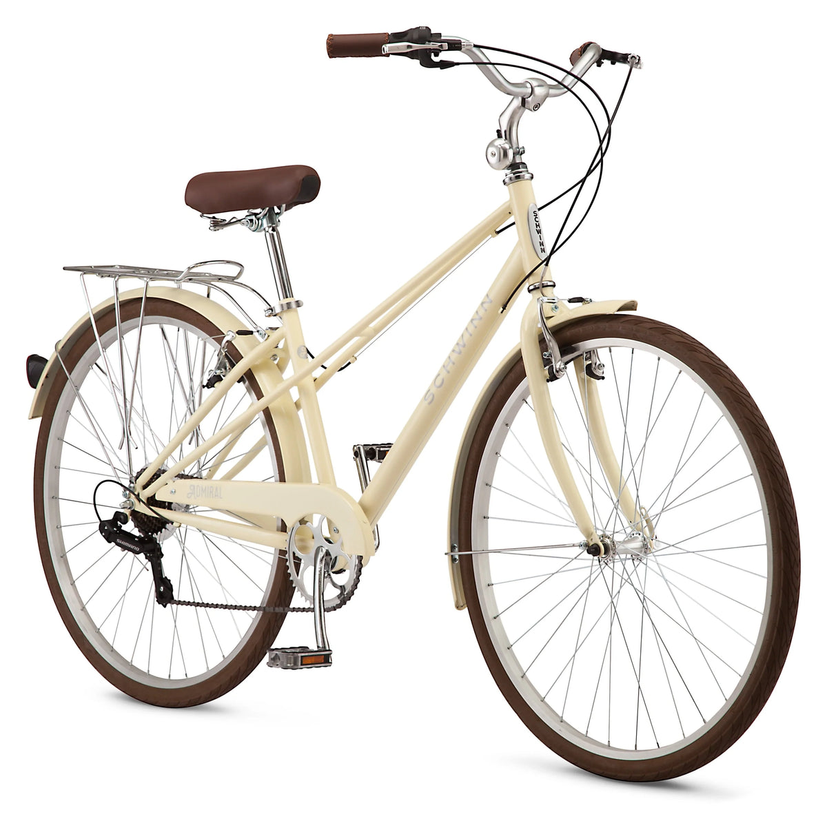 Schwinn Admiral 700c Adult Hybrid Bike, 7 Speed Womens Bike, Cream - Product image 1