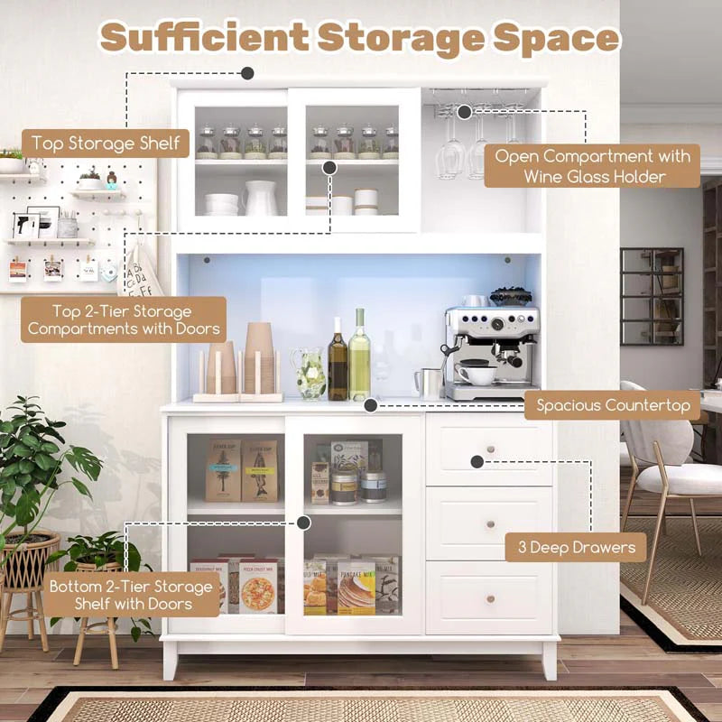 73" Kitchen Pantry Storage Cabinet with LED Lights & Power Outlet - Product image 15