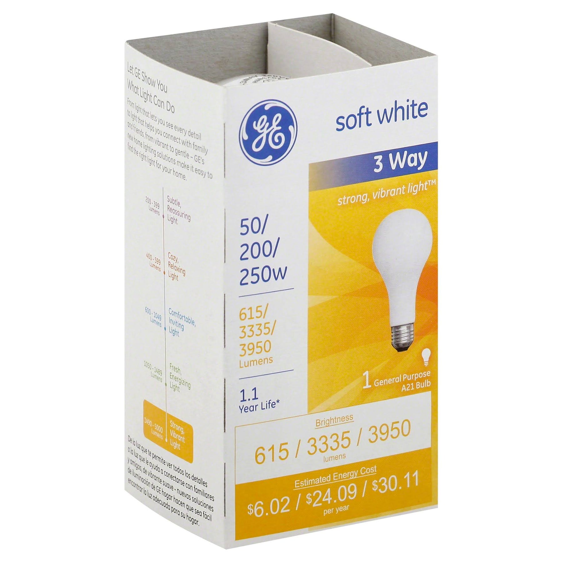 Ge Lighting Way Light Bulb, Soft White, 50/200/250W, 3-Way - Product image 1