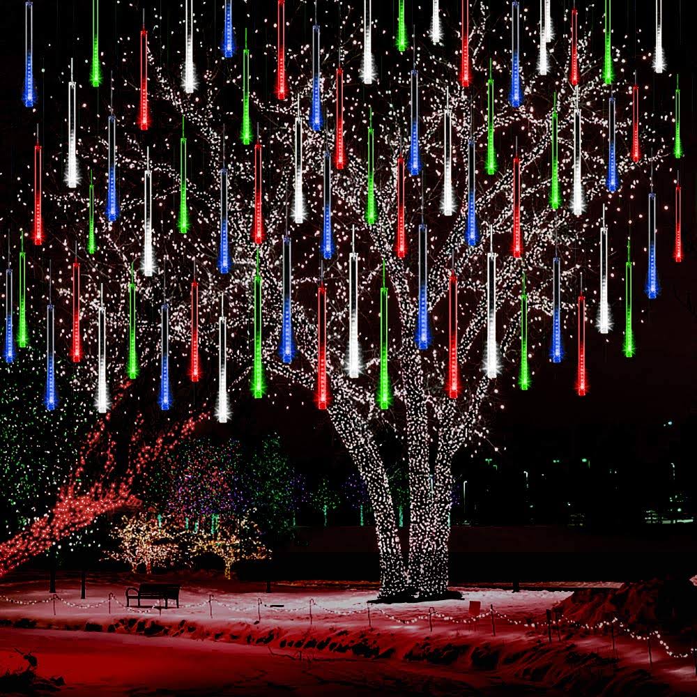 Kwaiffeo Meteor Shower Lights Falling Rain Lights, Christmas Lights Outdoor 12 inch 8 Tube Snow Falling - Product image 1