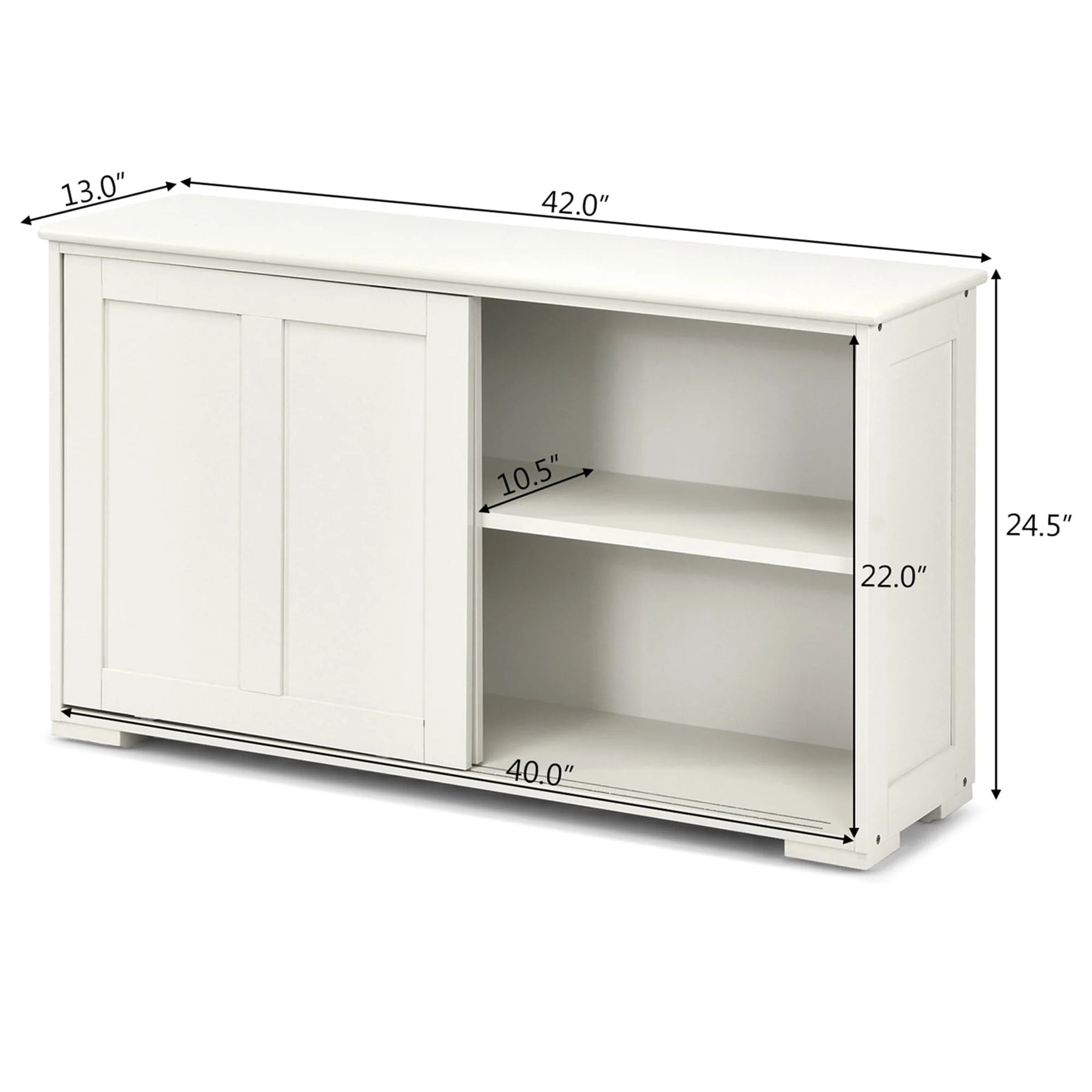 Costway Kitchen Storage Cabinet Sideboard Buffet Cupboard Wood Sliding Door Pantry Cream White - Product image 4