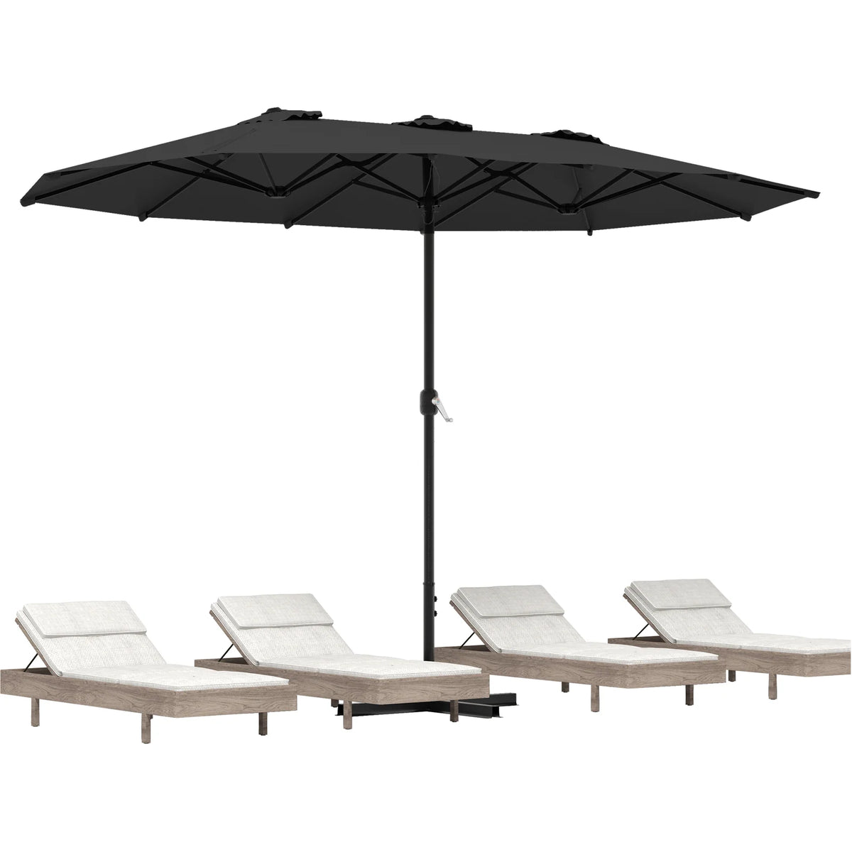 AECOJOY 15x9ft Double-Sided Patio Umbrella, Black - Product image 1