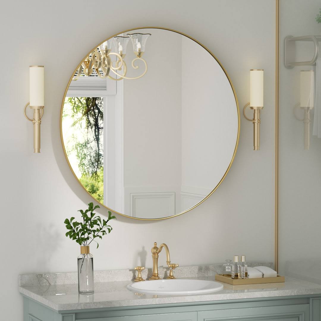 24 in. W x 24 in. H Medium Round Mirror Metal Framed Wall Mirrors Bathroom Vanity Mirror Decorative Mirror - Product image 1
