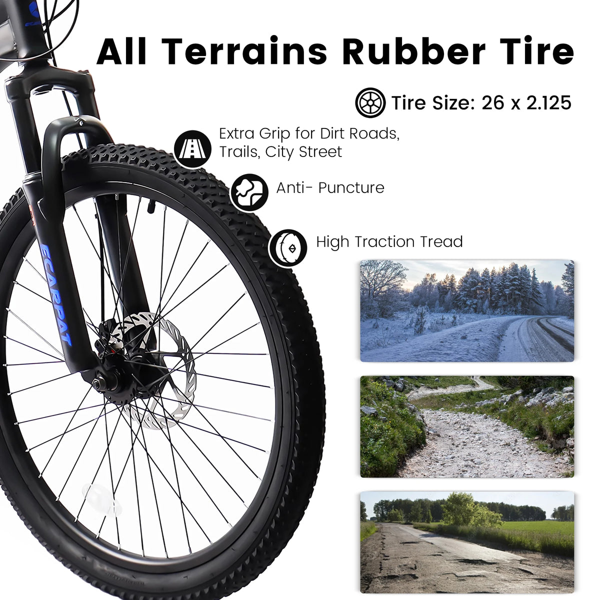 26 in Mountain Bike - 21 - Speed with Disc Brakes, Durable Frame, Front & Rear Dual - Shock Absorption, Unisex for Commuting, Travel, School & All - Terrain Cycling