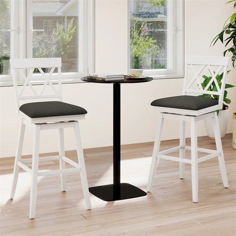 Swivel Bar Stools Set of 2, 29" Bar Height Chairs with Back, Padded Seat & Rubber Wood Frame - Product image 18