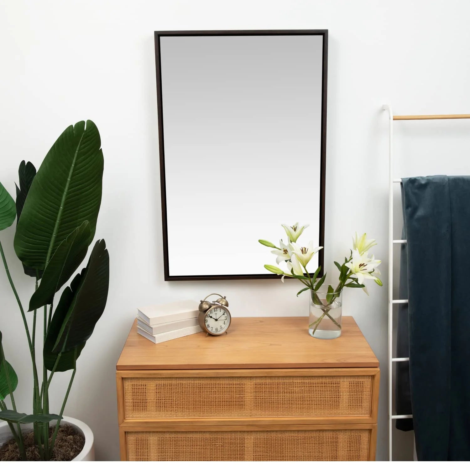 Hamilton Hills Clean Large Modern Wenge 32" Wood Round Frame Wall Mirror - 1 - Product image 8