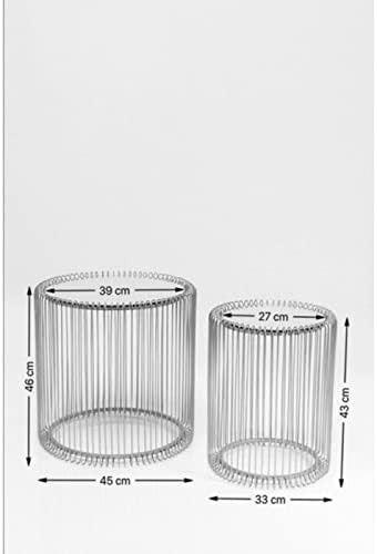Kare Design Wire Side Tables, Black, Round, Steel, Glass, Diameter 39/27 cm, Living Room Coffee Table Set of 2, Living Room Table, Furniture, Interior Decoration, Bedroom Decoration, Home