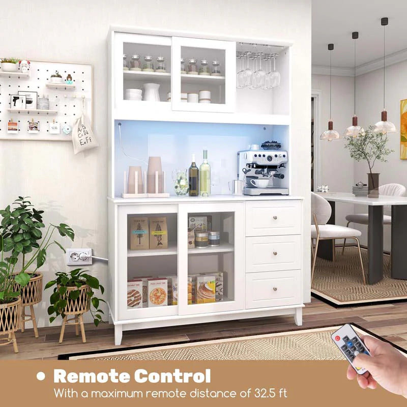 73" Kitchen Pantry Storage Cabinet with LED Lights & Power Outlet - Product image 13