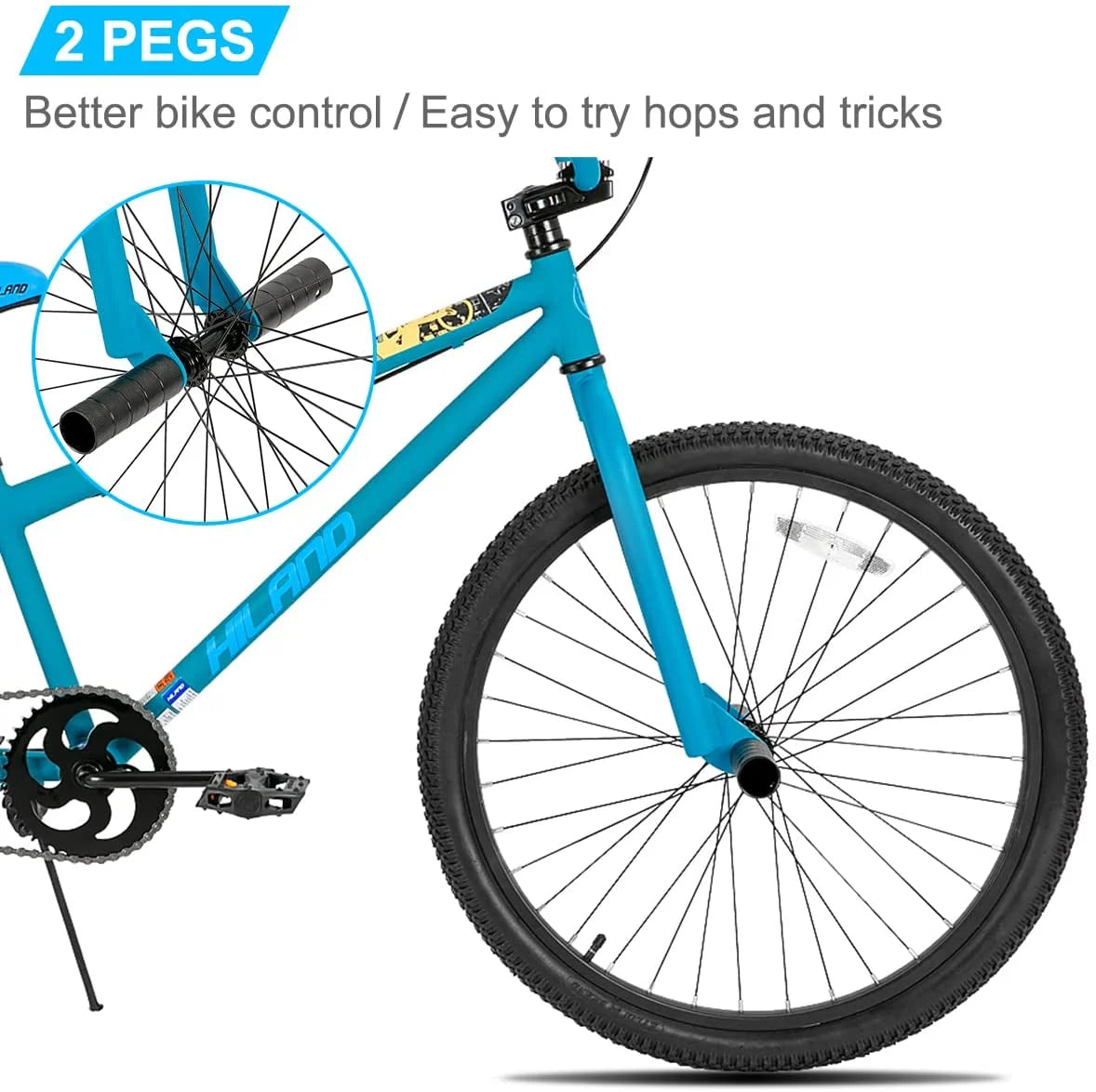 Hiland BMX BIKE 24 & 26 in, Beginner - Level to Advanced Riders with 2 Pegs for Adults, Multiple Colors - Product image 9