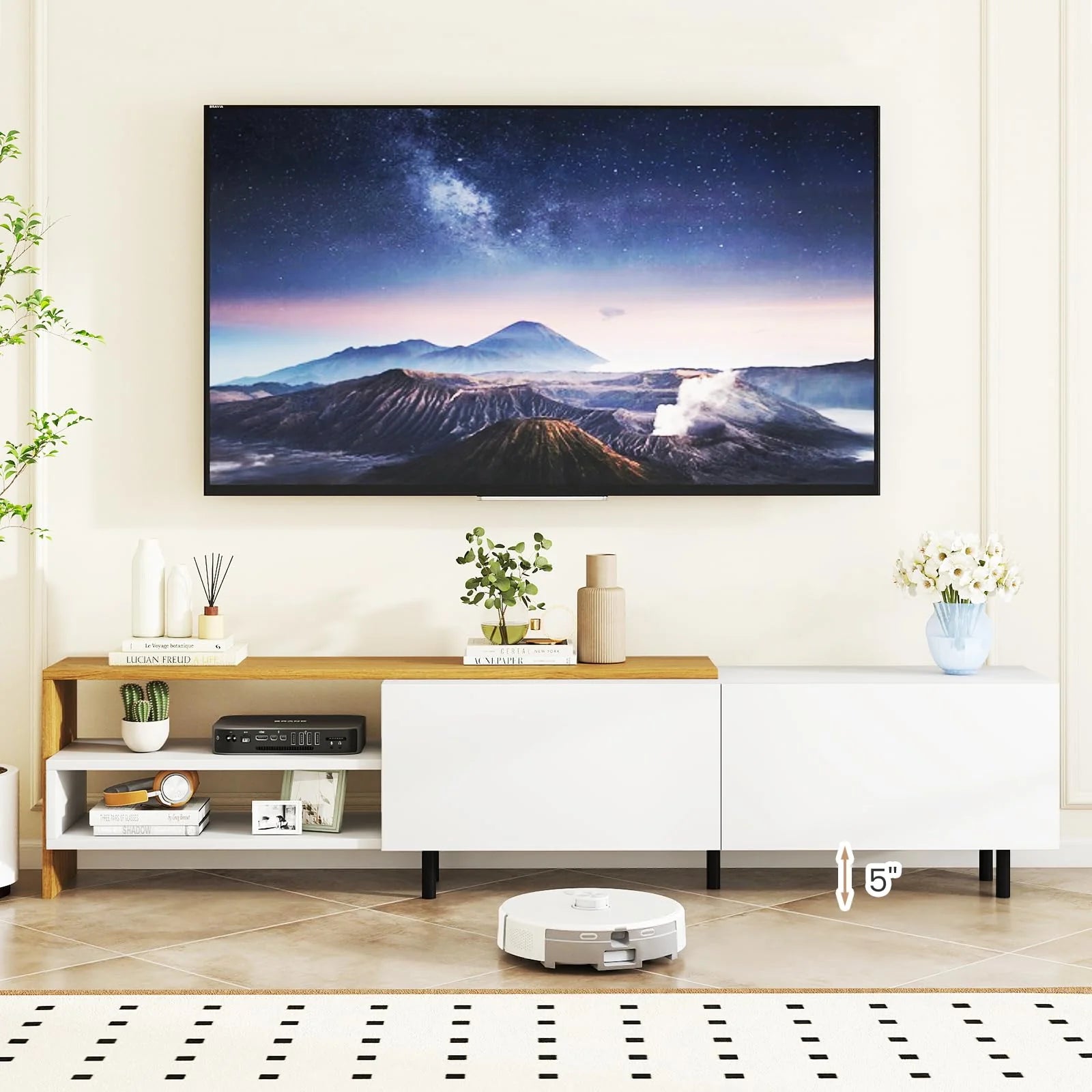 Tangkula Modern TV Stand for 80 Inches TVs with Storage Shelves and Cabinets - Product image 3