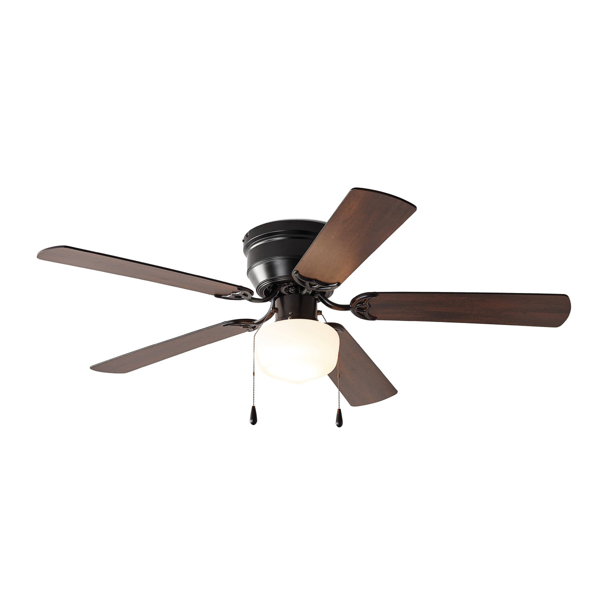 Mainstays Hugger Indoor Reverse Airflow Ceiling Fan with Light Kit Black Blades - 52 in - Product image 1