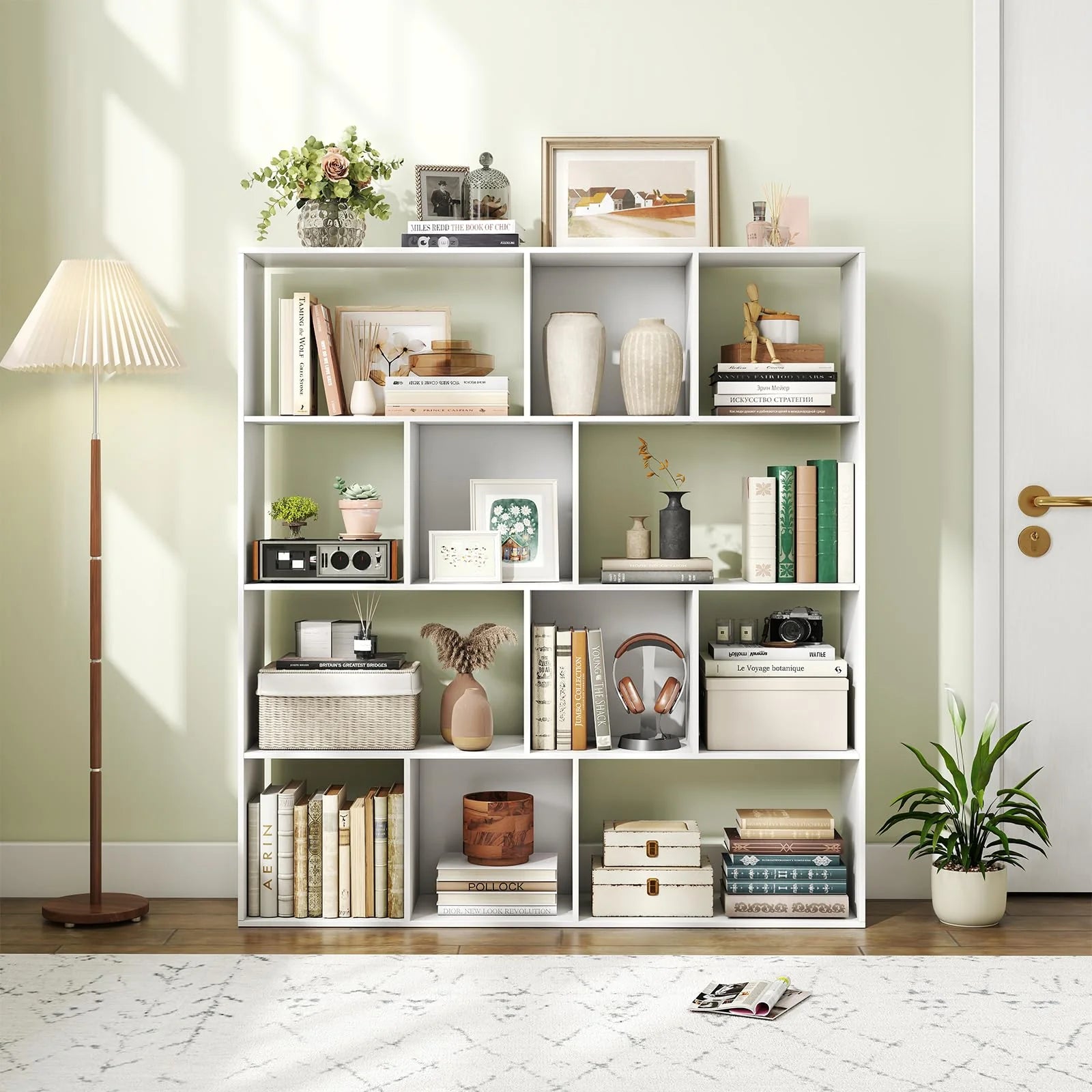 Tangkula 12 Cube 4-Tier Freestanding Storage Organizer Bookcase with Open Cubes