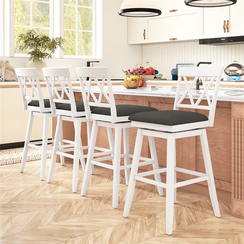 Swivel Bar Stools Set of 2, 29" Bar Height Chairs with Back, Padded Seat & Rubber Wood Frame - Product image 20