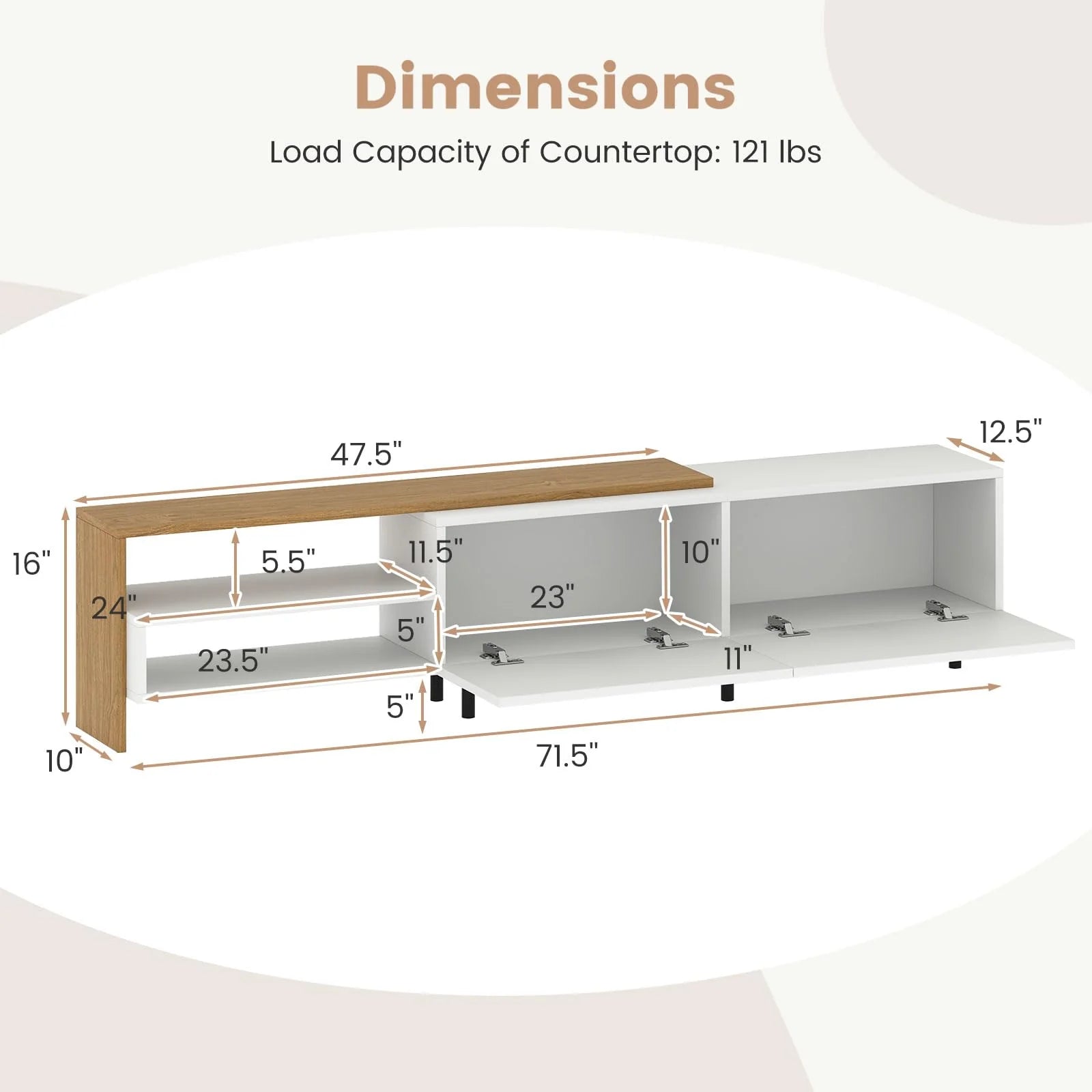 Tangkula Modern TV Stand for 80 Inches TVs with Storage Shelves and Cabinets - Product image 2