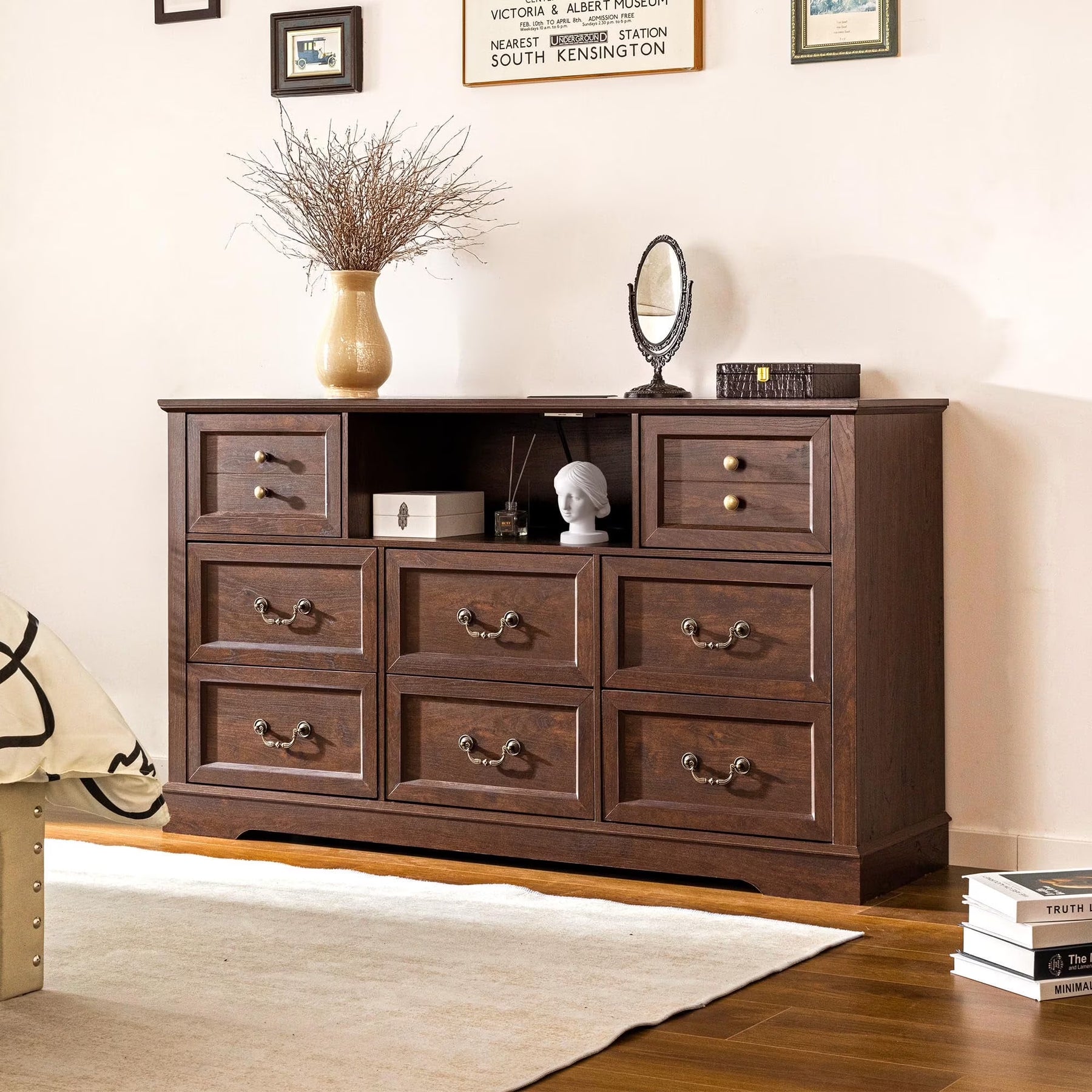 Enhomee Wood Dressers for Bedroom with 9 Drawers White Dresser Chest of Drawers for Living Room - Product image 3