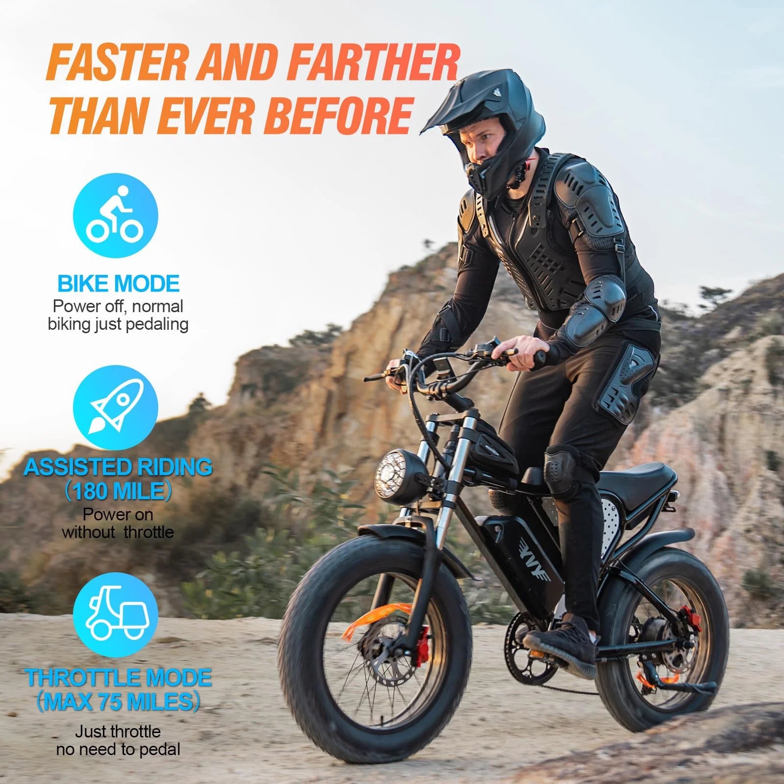 YVY 1500W Electric Bike for Adults, 33MPH 20'' Fat Tire Electric Motorcycle, 48V 20AH Removable Battery - Product image 22