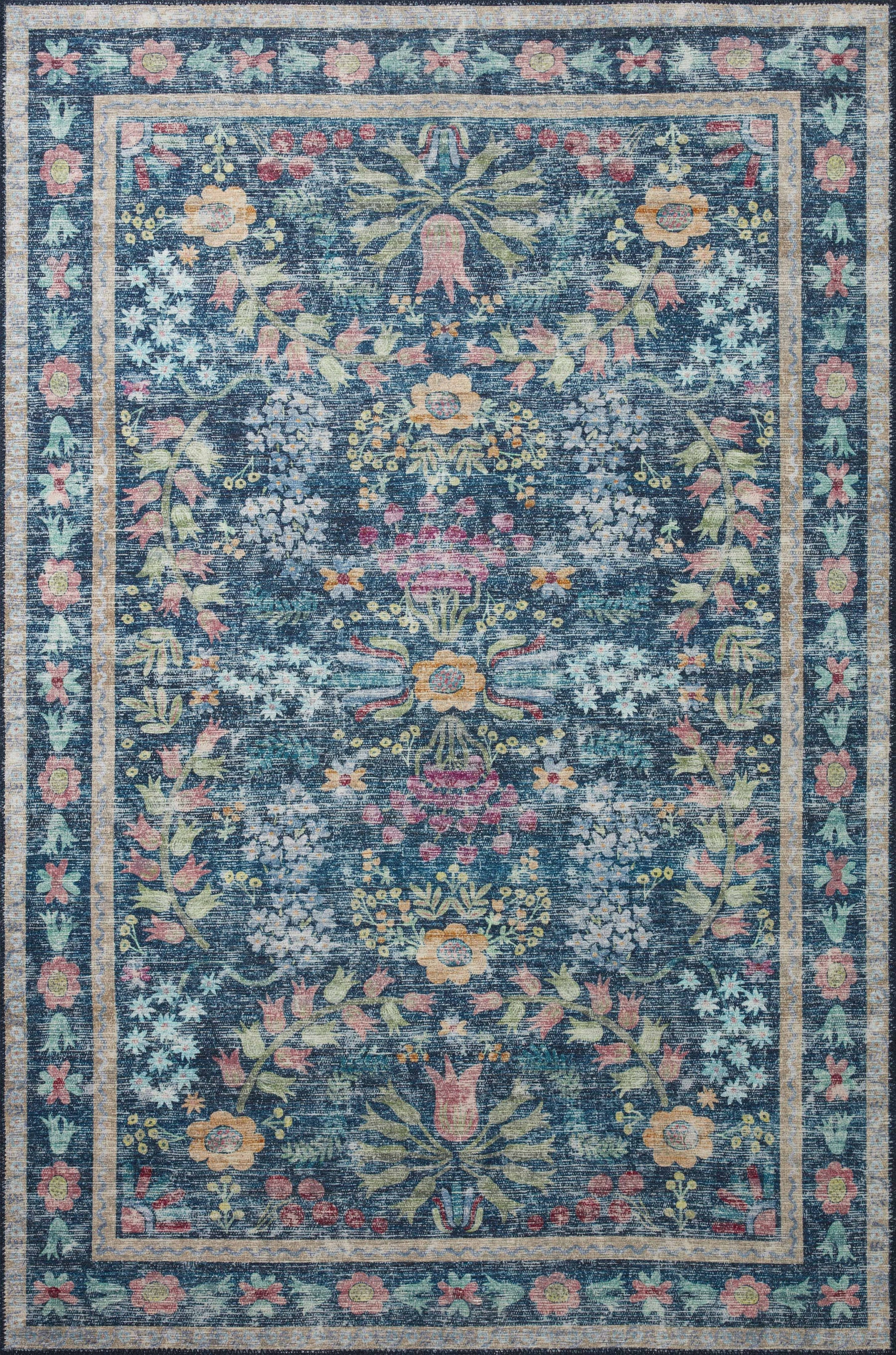 Rifle Paper Co. x Loloi 5'0" x 7'6" Blue/Multicolor Maison Frances (MAO-06) Area Rug - Product image 1