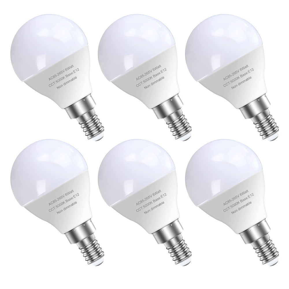 GOSCHE 6 Pack Bright Ceiling Fan Light Bulbs, 60 Watt Equivalent, Daylight 5000K, E12 LED Bulb