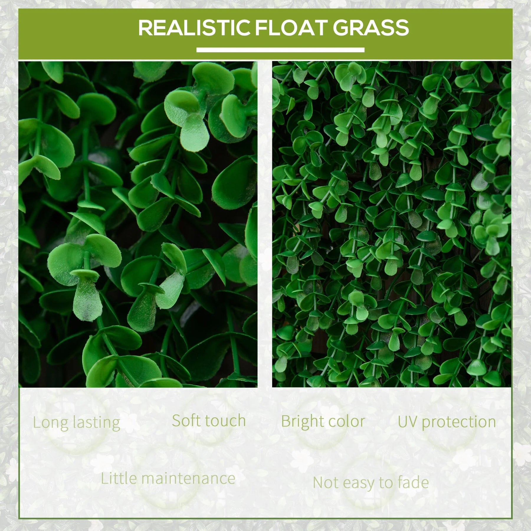 DUOSONG Outsunny Grass Wall Panels, 20" X 20" Artificial Grass Wall Decor, Greenery Backdrop Panels Wall for Outdoor, Indoor, Garden, Fence, Backyard, Fresh Green Green POLYETHYLENE Garden & Outdoor