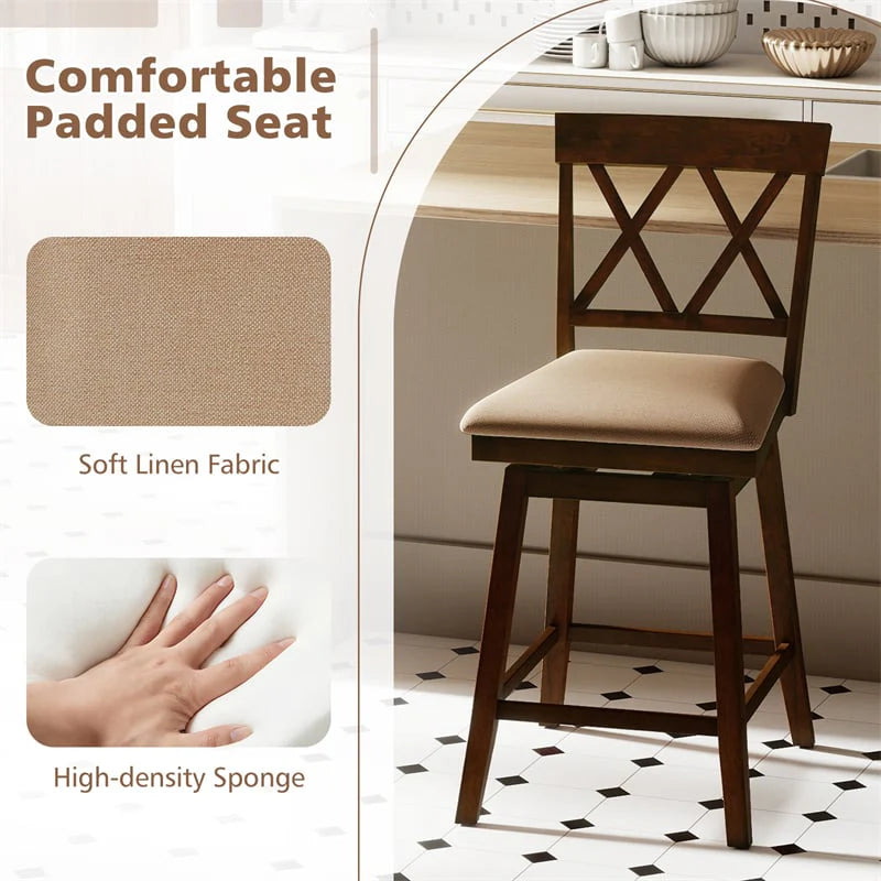 Swivel Bar Stools Set of 2, 24" Counter Height Chairs with Back, Padded Seat & Rubber Wood Frame - Product image 10