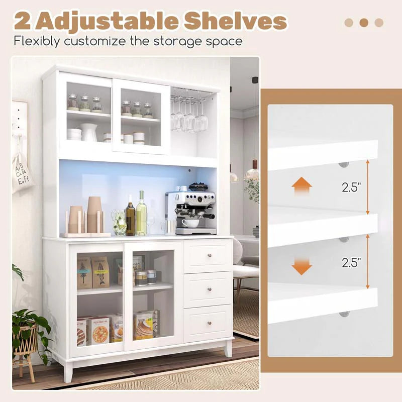 73" Kitchen Pantry Storage Cabinet with LED Lights & Power Outlet - Product image 17