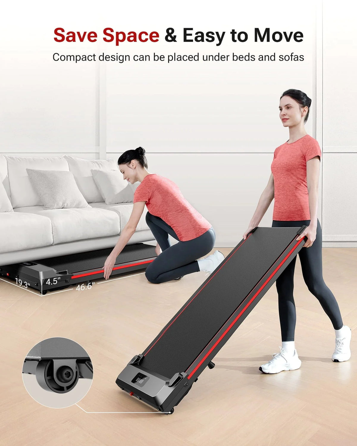 Walking Pad 2 in 1 Under Desk Treadmill with Remote Control Mini Portable Treadmill for Home Office - Product image 3