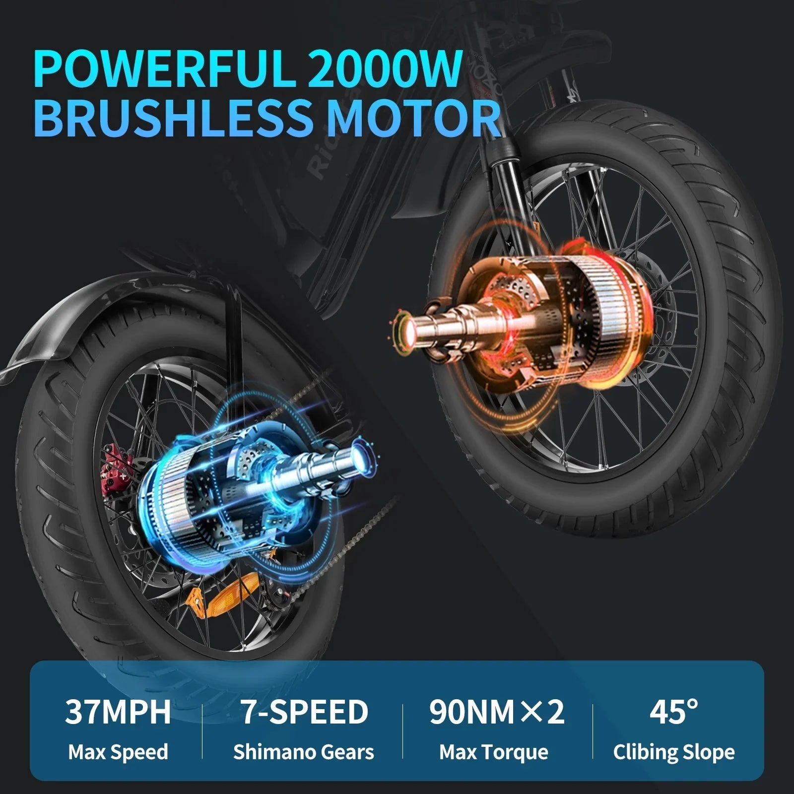 YVY 1500W Electric Bike for Adults, 33MPH 20'' Fat Tire Electric Motorcycle, 48V 20AH Removable Battery - Product image 21