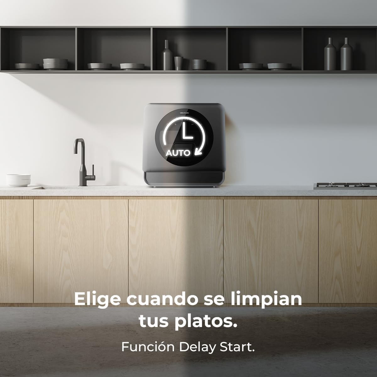 Cecotec Dishwasher Compact Free Installation on Table Bolero Aguazero 1150 Dark. 3 Place Settings, Low Consumption, 6 Programs, Touch Control Panel, Long Storage and Delay Start Functions
