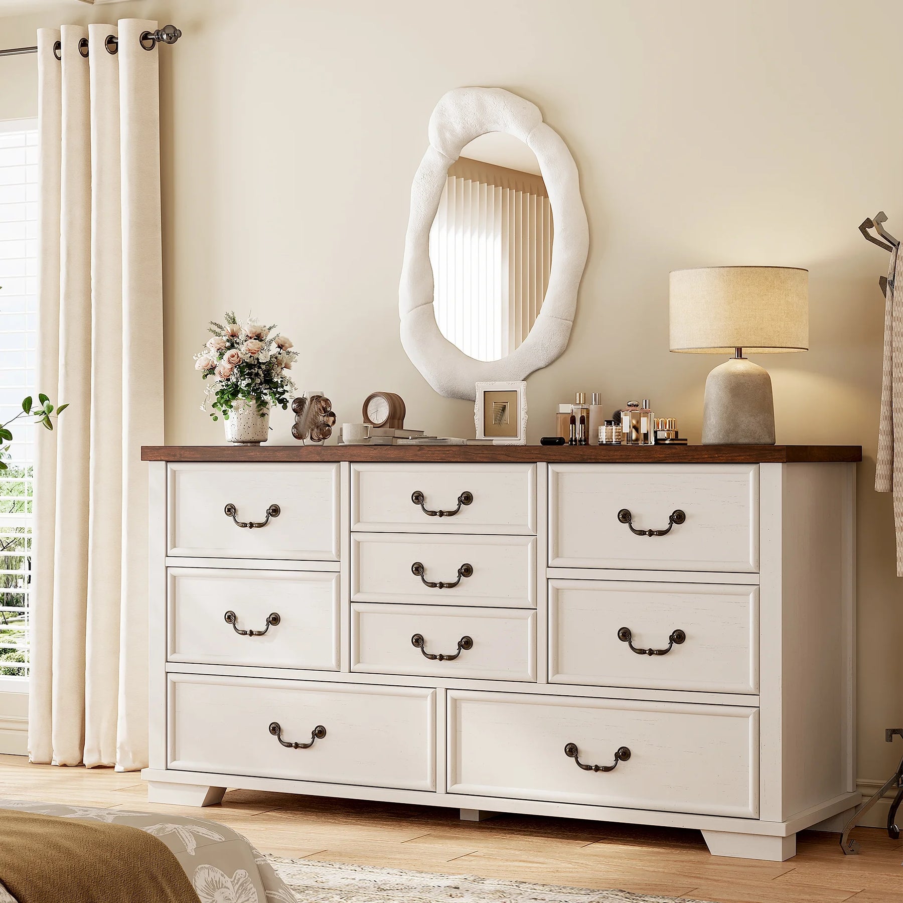 Enhomee Wood Dressers for Bedroom with 9 Drawers White Dresser Chest of Drawers for Living Room - Product image 12