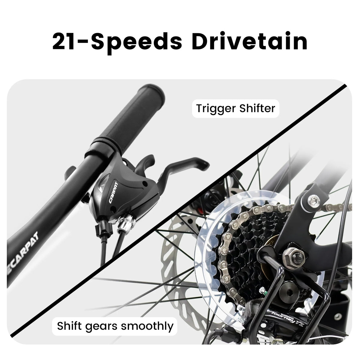 26 in Mountain Bike - 21 - Speed with Disc Brakes, Durable Frame, Front & Rear Dual - Shock Absorption, Unisex for Commuting, Travel, School & All - Terrain Cycling