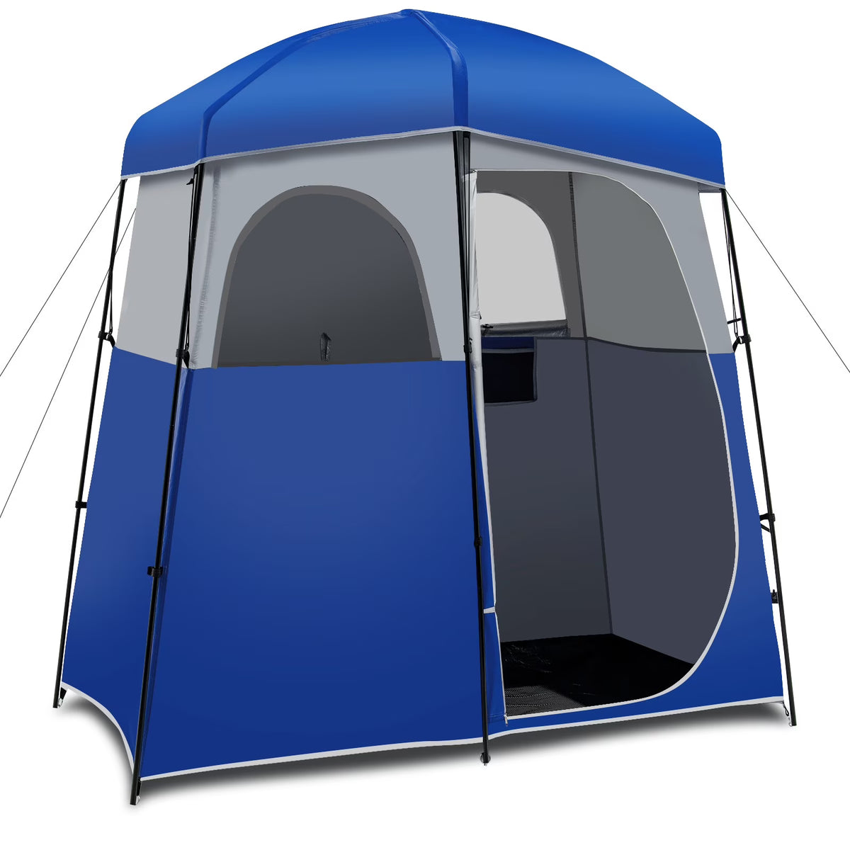 Favory Double - Room Shower Tent, Oversize Space Privacy Shelter for Camping with Floor, Portable Camping Changing Tent with Removable Rain Fly, Storage Bag for Dressing, Toilet, Brown