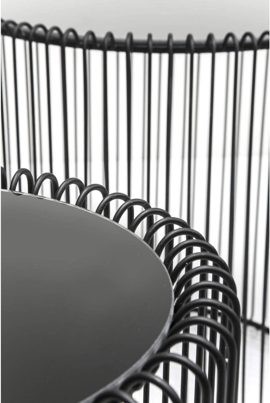 Kare Design Wire Side Tables, Black, Round, Steel, Glass, Diameter 39/27 cm, Living Room Coffee Table Set of 2, Living Room Table, Furniture, Interior Decoration, Bedroom Decoration, Home