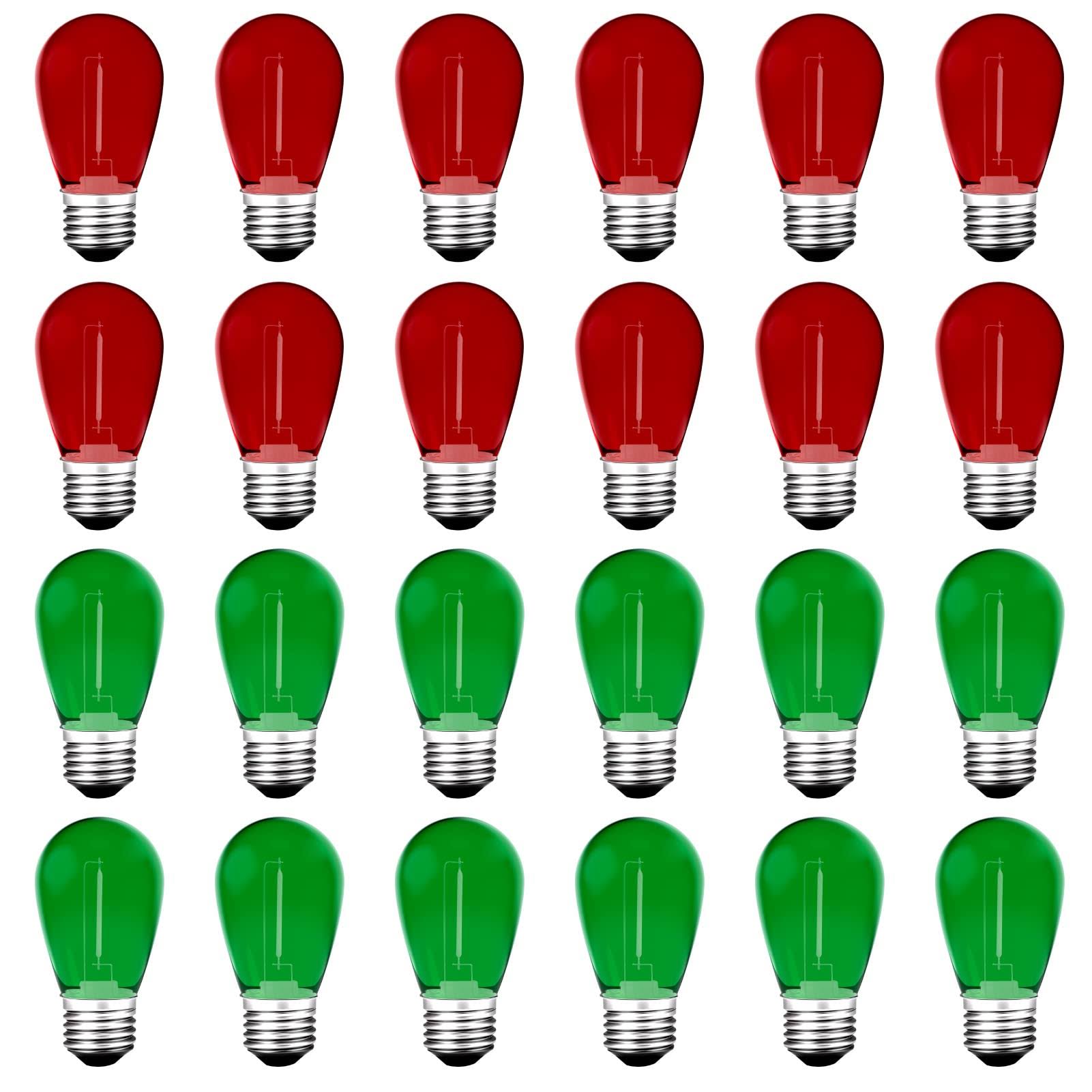 Meconard S14 Colored LED String Light Bulbs, 24Pack 1watt Plastic Shatterproof Waterproof Outdoor Indoor - Product image 1