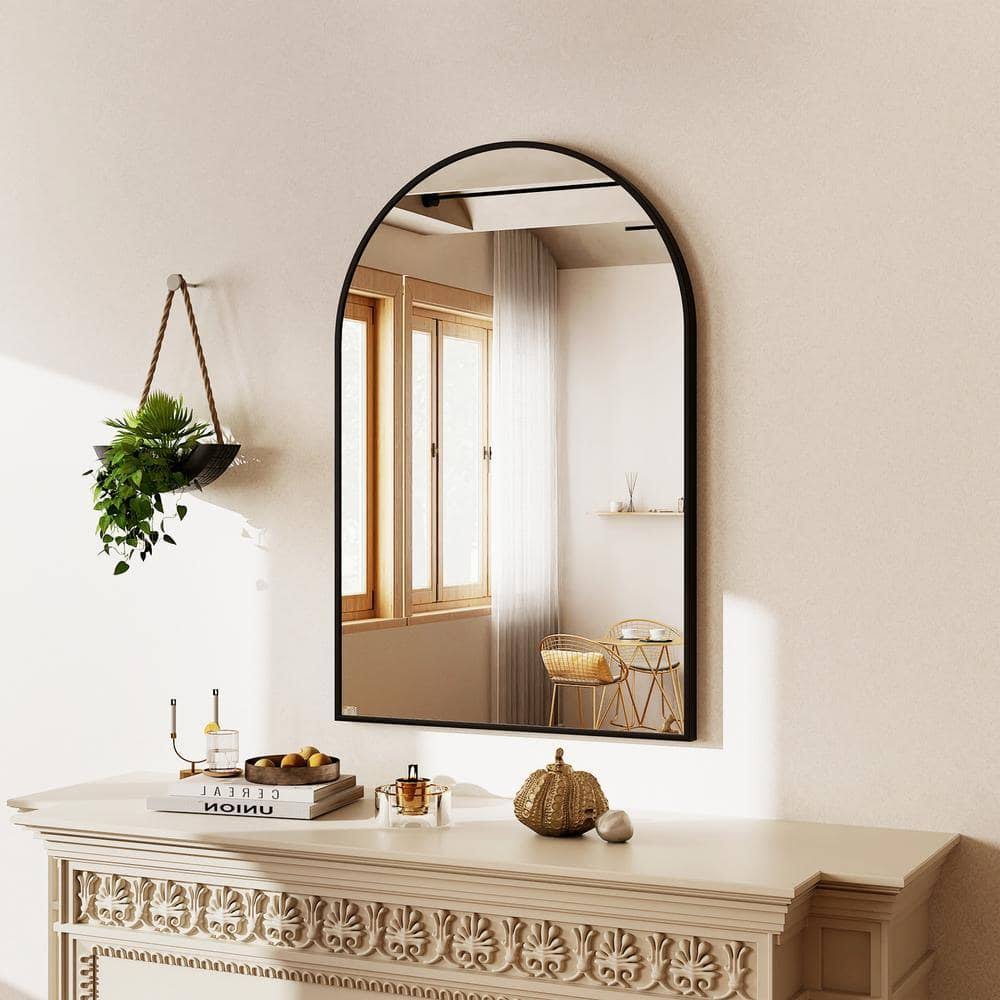 Arched Black Aluminum Alloy Framed Wall Mirror BACSC2638-BLACK - Product image 1