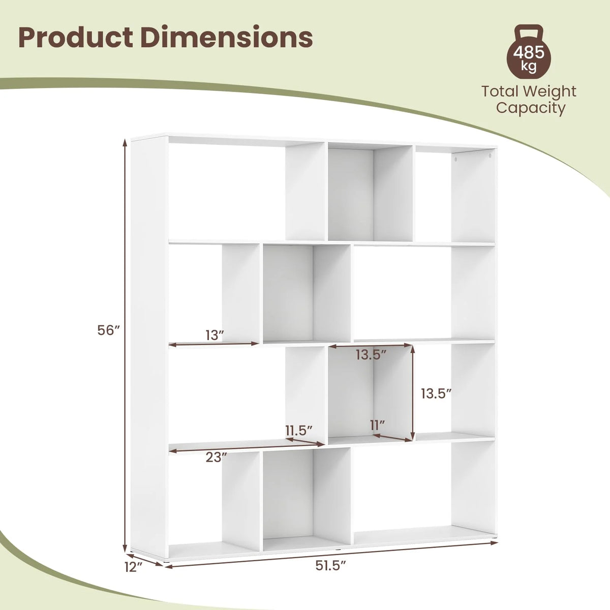 Tangkula 12 Cube 4-Tier Freestanding Storage Organizer Bookcase with Open Cubes