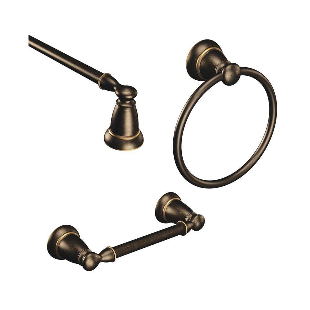 Moen Banbury 3-Piece Bath Hardware Set with 24 in. Towel Bar Paper Holder and Towel Ring in Mediterranean - Product image 1