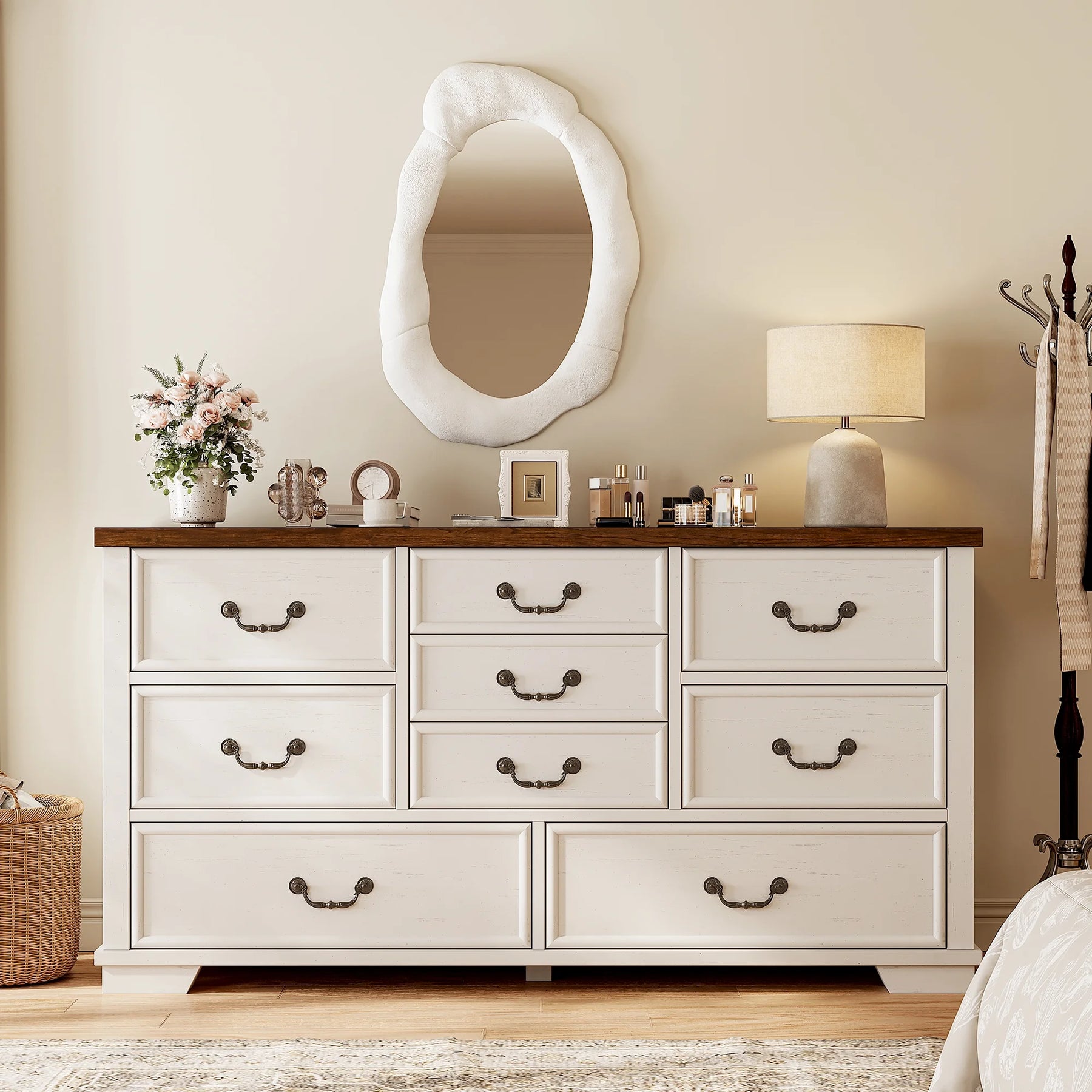 Enhomee Wood Dressers for Bedroom with 9 Drawers White Dresser Chest of Drawers for Living Room - Product image 13