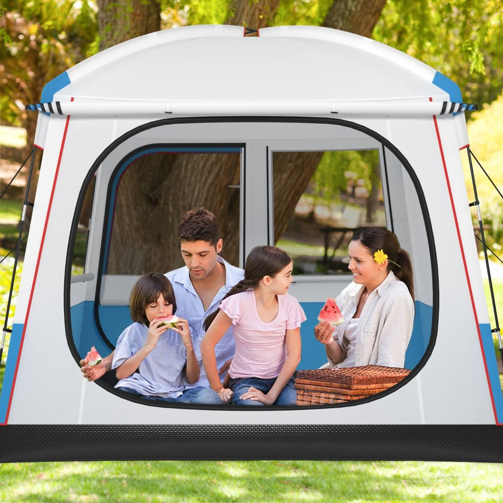5 Person Camping Tent Waterproof Dome Tent with Mesh Door and Windows Carry Bag 248x248x230cm Blue + White