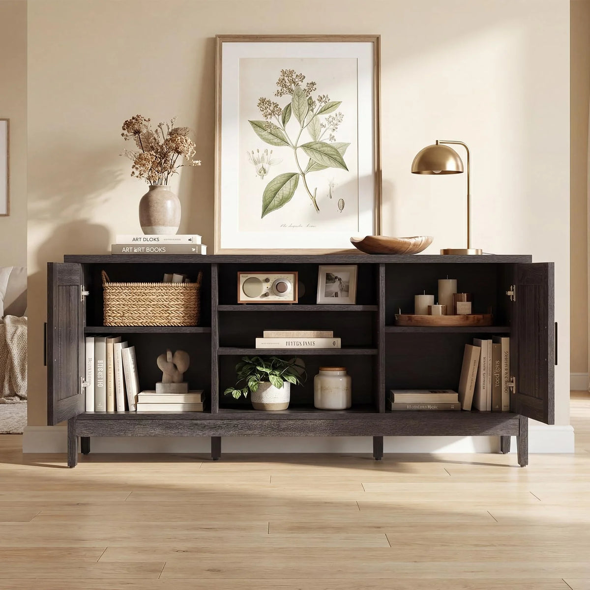Tangkula Farmhouse TV Stand for TVs up to 65 Inch Entertainment Center with 2 Storage Cabinets - Product image 4